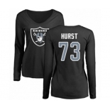 Football Women's Oakland Raiders #73 Maurice Hurst Black Name & Number Logo Long Sleeve T-Shirt