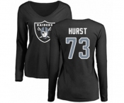 Football Women's Oakland Raiders #73 Maurice Hurst Black Name & Number Logo Long Sleeve T-Shirt