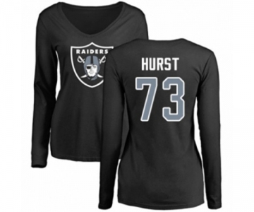 Football Women's Oakland Raiders #73 Maurice Hurst Black Name & Number Logo Long Sleeve T-Shirt