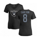 Football Women's Oakland Raiders #8 Daniel Carlson Black Name & Number Logo T-Shirt