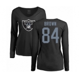 Football Women's Oakland Raiders #84 Antonio Brown Black Name & Number Logo Long Sleeve T-Shirt