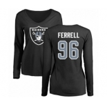 Football Women's Oakland Raiders #96 Clelin Ferrell Black Name & Number Logo Long Sleeve T-Shirt