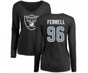 Football Women's Oakland Raiders #96 Clelin Ferrell Black Name & Number Logo Long Sleeve T-Shirt