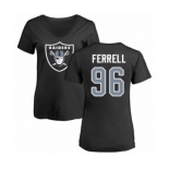 Football Women's Oakland Raiders #96 Clelin Ferrell Black Name & Number Logo T-Shirt