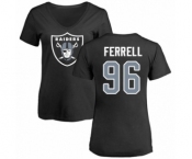 Football Women's Oakland Raiders #96 Clelin Ferrell Black Name & Number Logo T-Shirt