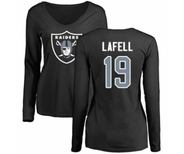 NFL Women's Nike Oakland Raiders #19 Brandon LaFell Black Name & Number Logo Long Sleeve T-Shirt