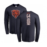 NFL Nike Chicago Bears #64 Eric Kush Navy Blue Backer Long Sleeve T-Shirt