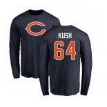 NFL Nike Chicago Bears #64 Eric Kush Navy Blue Name & Number Logo Long Sleeve T-Shirt