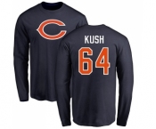 NFL Nike Chicago Bears #64 Eric Kush Navy Blue Name & Number Logo Long Sleeve T-Shirt