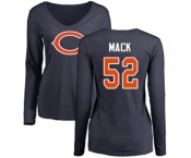 NFL Women's Nike Chicago Bears #52 Khalil Mack Navy Blue Name & Number Logo Long Sleeve T-Shirt