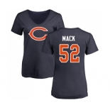 NFL Women's Nike Chicago Bears #52 Khalil Mack Navy Blue Name & Number Logo T-Shirt