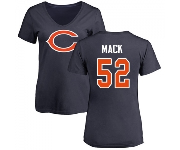 NFL Women's Nike Chicago Bears #52 Khalil Mack Navy Blue Name & Number Logo T-Shirt