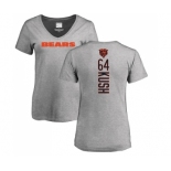 NFL Women's Nike Chicago Bears #64 Eric Kush Ash Backer V-Neck T-Shirt