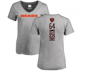 NFL Women's Nike Chicago Bears #64 Eric Kush Ash Backer V-Neck T-Shirt