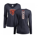 NFL Women's Nike Chicago Bears #64 Eric Kush Navy Blue Backer Long Sleeve T-Shirt