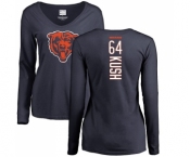 NFL Women's Nike Chicago Bears #64 Eric Kush Navy Blue Backer Long Sleeve T-Shirt