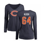 NFL Women's Nike Chicago Bears #64 Eric Kush Navy Blue Name & Number Logo Long Sleeve T-Shirt