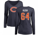 NFL Women's Nike Chicago Bears #64 Eric Kush Navy Blue Name & Number Logo Long Sleeve T-Shirt