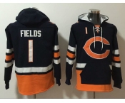 Men's Chicago Bears #1 Justin Fields Black Ageless Must-Have Lace-Up Pullover Hoodie