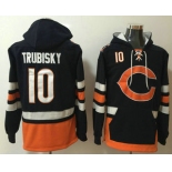 Men's Chicago Bears #10 Mitchell Trubisky NEW Navy Blue Pocket Stitched NFL Pullover Hoodie