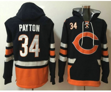 Men's Chicago Bears #34 Walter Payton NEW Navy Blue Pocket Stitched NFL Pullover Hoodie