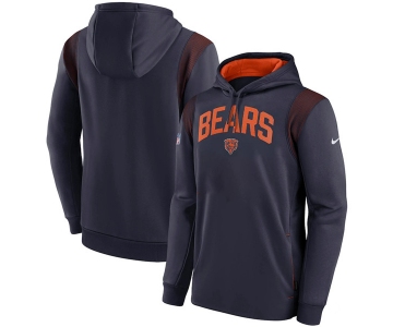 Men's Chicago Bears Navy Sideline Stack Performance Pullover Hoodie