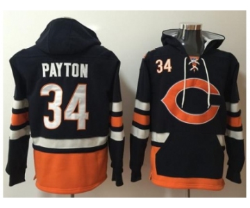 Nike Bears #34 Walter Payton Navy Blue Orange Name & Number Pullover NFL Hoodie