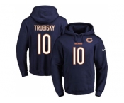 Nike Chicago Bears #10 Mitchell Trubisky Navy Blue Name & Number Pullover NFL Hoodie