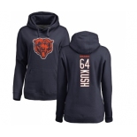 NFL Women's Nike Chicago Bears #64 Eric Kush Navy Blue Backer Pullover Hoodie