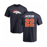 Football Denver Broncos #22 Kareem Jackson Navy Blue Name & Number Logo T-Shirt