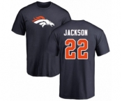 Football Denver Broncos #22 Kareem Jackson Navy Blue Name & Number Logo T-Shirt