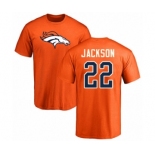 Football Denver Broncos #22 Kareem Jackson Orange Name & Number Logo T-Shirt