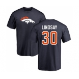 NFL Nike Denver Broncos #30 Phillip Lindsay Navy Blue Name & Number Logo T-Shirt