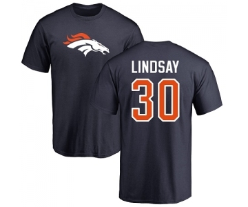 NFL Nike Denver Broncos #30 Phillip Lindsay Navy Blue Name & Number Logo T-Shirt