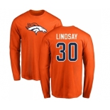 NFL Nike Denver Broncos #30 Phillip Lindsay Orange Name & Number Logo Long Sleeve T-Shirt