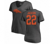 Football Women's Denver Broncos #22 Kareem Jackson Ash One Color T-Shirt