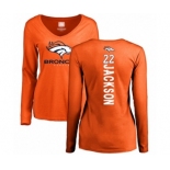 Football Women's Denver Broncos #22 Kareem Jackson Orange Backer Long Sleeve T-Shirt