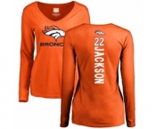 Football Women's Denver Broncos #22 Kareem Jackson Orange Backer Long Sleeve T-Shirt