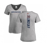 NFL Women's Nike Denver Broncos #30 Phillip Lindsay Ash Backer V-Neck T-Shirt