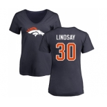 NFL Women's Nike Denver Broncos #30 Phillip Lindsay Navy Blue Name & Number Logo T-Shirt