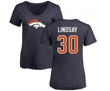 NFL Women's Nike Denver Broncos #30 Phillip Lindsay Navy Blue Name & Number Logo T-Shirt