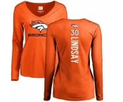 NFL Women's Nike Denver Broncos #30 Phillip Lindsay Orange Backer Long Sleeve T-Shirt