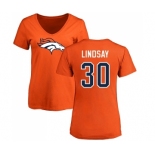 NFL Women's Nike Denver Broncos #30 Phillip Lindsay Orange Name & Number Logo T-Shirt