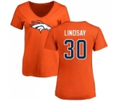 NFL Women's Nike Denver Broncos #30 Phillip Lindsay Orange Name & Number Logo T-Shirt