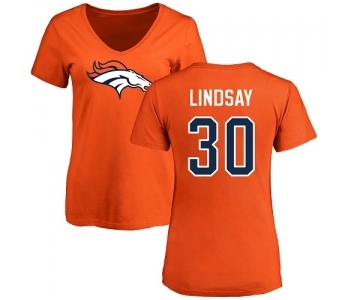 NFL Women's Nike Denver Broncos #30 Phillip Lindsay Orange Name & Number Logo T-Shirt