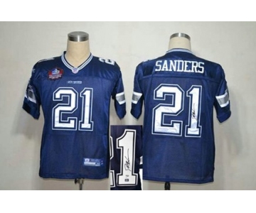 Dallas Cowboys 21# Deion Sanders Throwback Jersey(Signed)