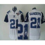 Dallas Cowboys 21# Deion Sanders White Throwback Jersey(Signed)