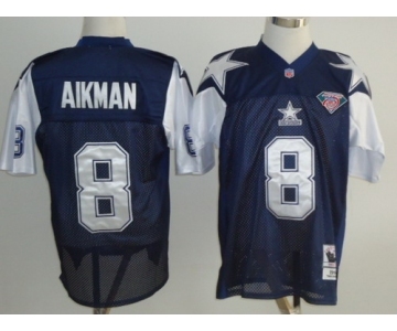 Dallas Cowboys #8 Troy Aikman Blue Thanksgiving 75TH Throwback Jersey