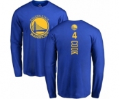 NBA Nike Golden State Warriors #4 Quinn Cook Royal Blue Backer Long Sleeve T-Shirt