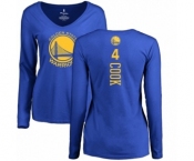 NBA Women's Nike Golden State Warriors #4 Quinn Cook Royal Blue Backer Long Sleeve T-Shirt